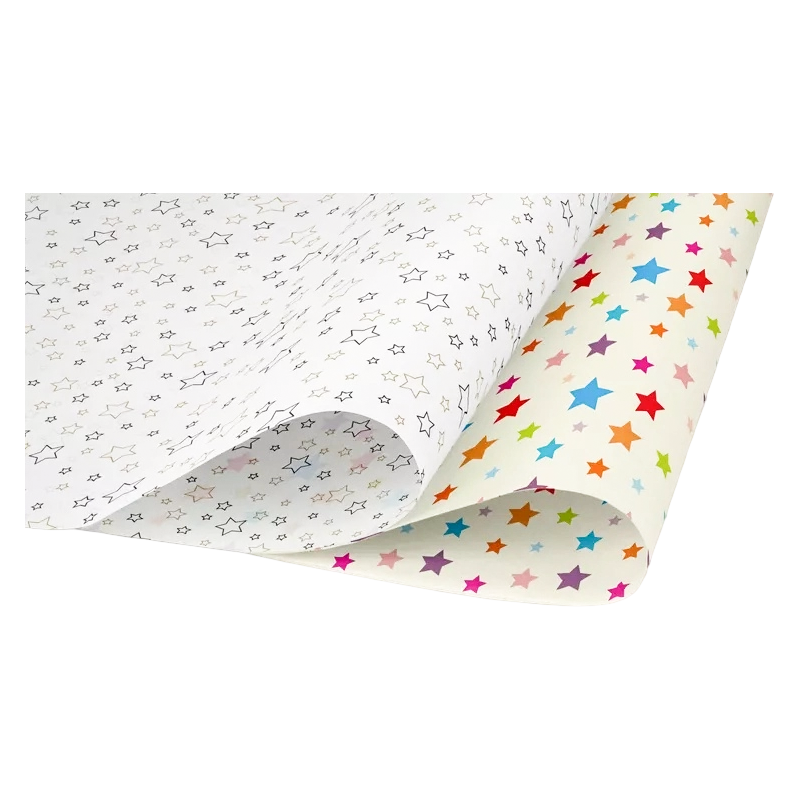 Papier d'emballage personnalisé double face à motifs étoilés