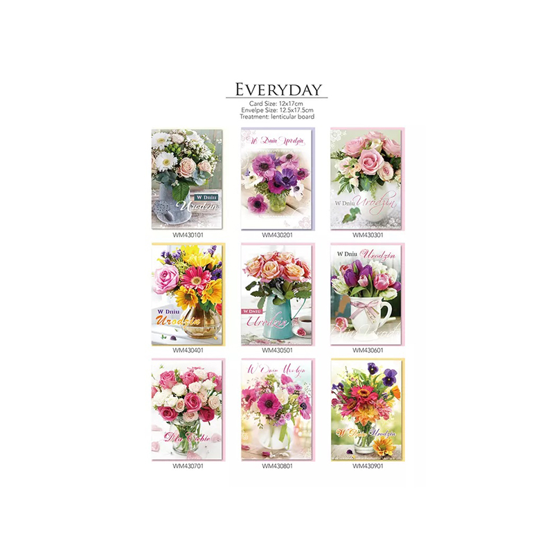 Carte de vœux en papier élégante de vase & fleurs