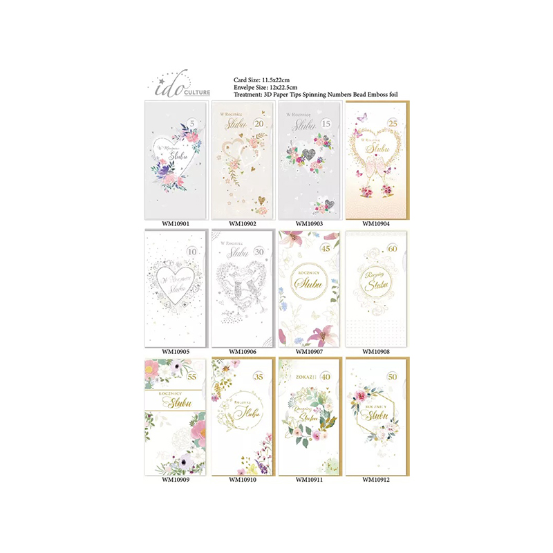 Carte de vœux en papier floral style clair de la Saint-Valentin