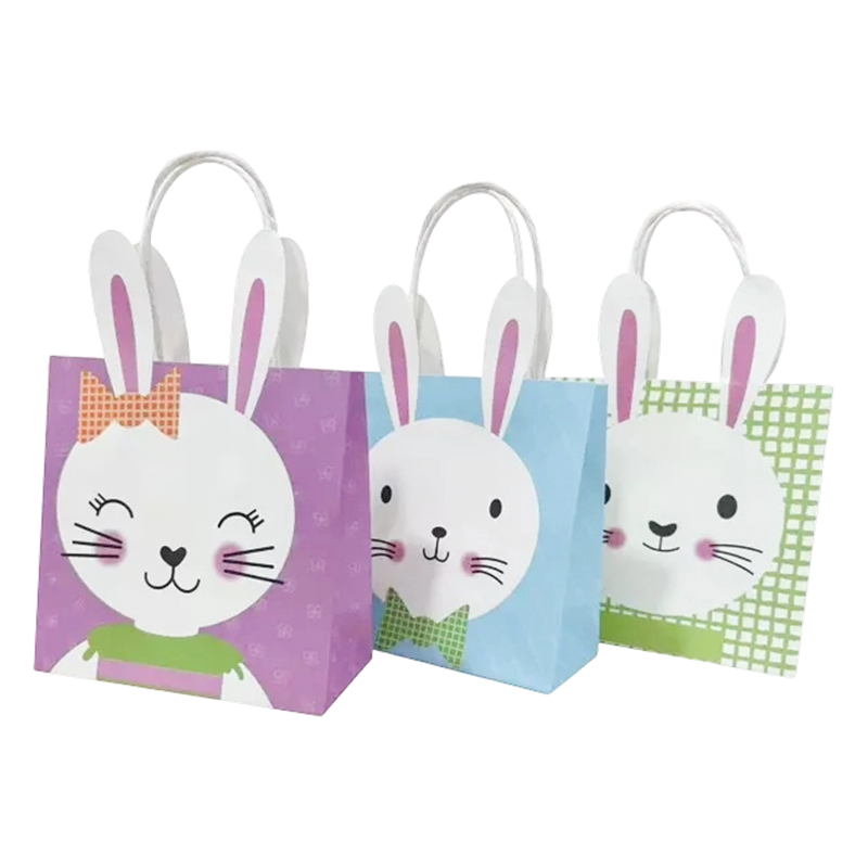 Sac cadeau écologique en papier kraft en forme de lapin de Pâques