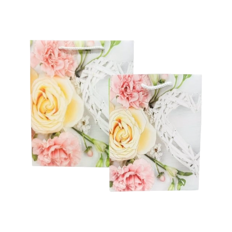 Sacs cadeaux en papier personnalisés avec motifs floraux et votre logo exclusif