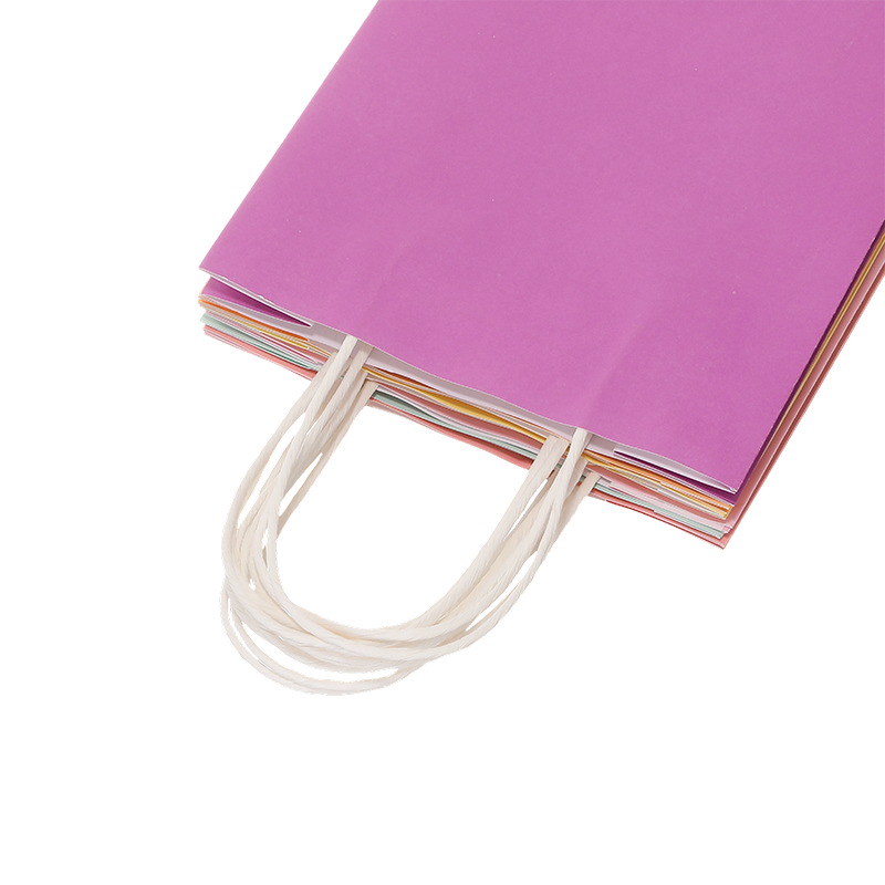 Sacs à provisions en papier kraft couleur bonbon avec poignées en papier torsadées