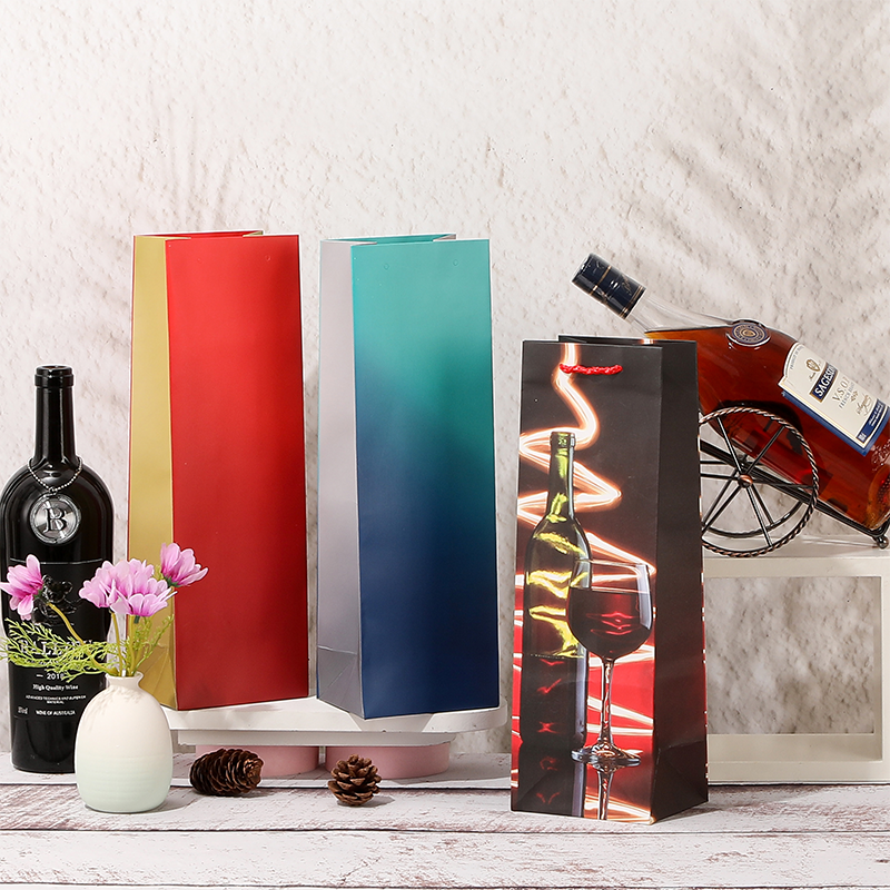 Sacs cadeaux en papier pour bouteille de vin simple avec poignées en corde