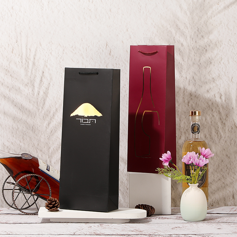 Sacs cadeaux en papier pour bouteille de vin simple avec poignées en corde