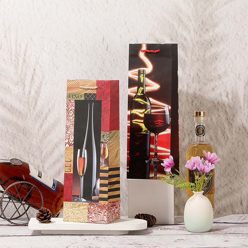 Sacs cadeaux en papier pour bouteille de vin simple avec poignées en corde