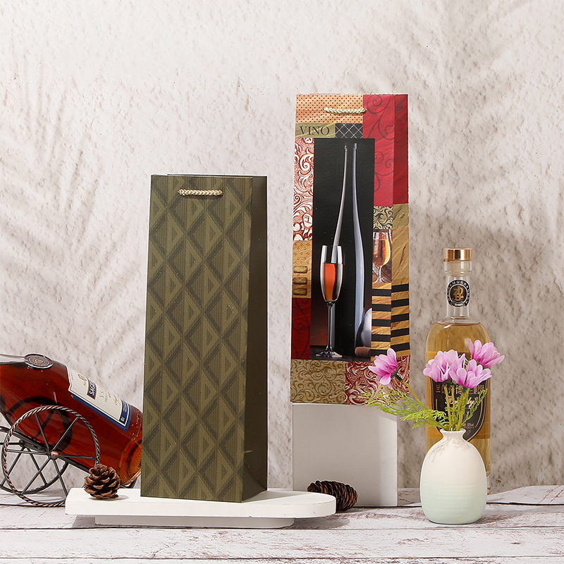 Sacs cadeaux en papier pour bouteille de vin simple avec poignées en corde