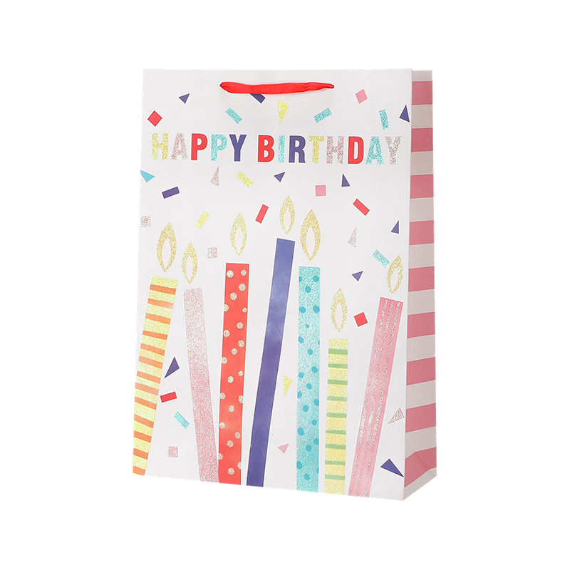 Sacs cadeaux d'anniversaire Kraft avec poignées pour cadeaux de fête