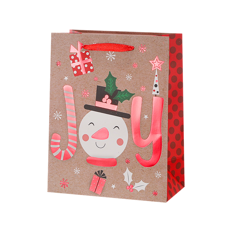 Sac cadeau en papier kraft imprimé de Noël décoratif saisonnier