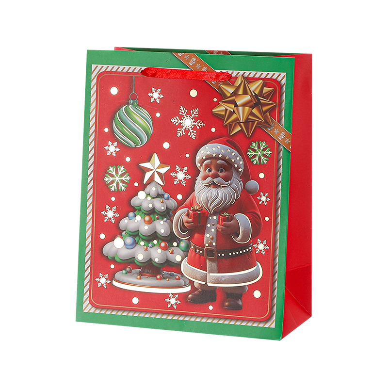 Sac cadeau en papier kraft imprimé de Noël décoratif saisonnier