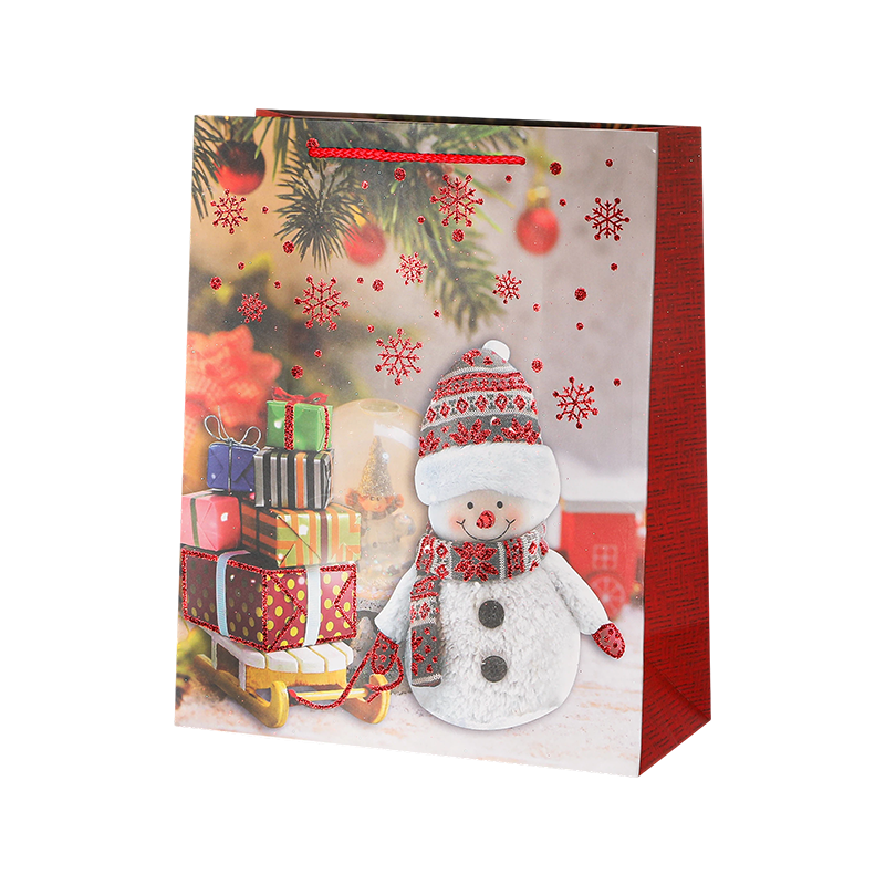 Sac cadeau en papier kraft imprimé de Noël décoratif saisonnier