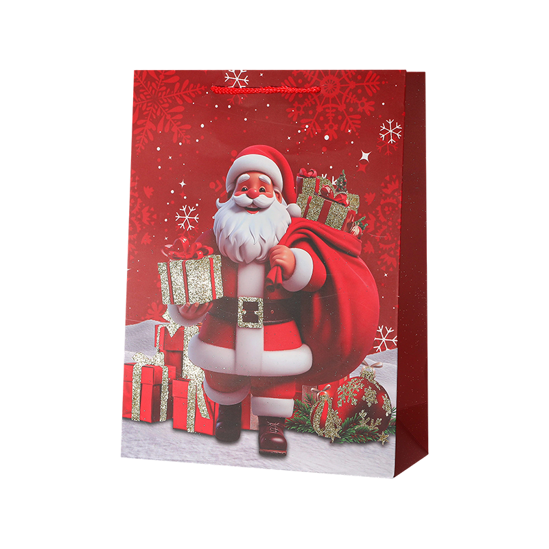Sac cadeau en papier kraft imprimé de Noël décoratif saisonnier