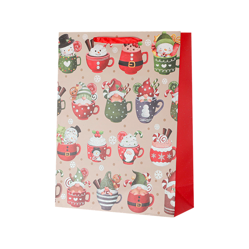 Sac cadeau en papier kraft imprimé de Noël décoratif saisonnier