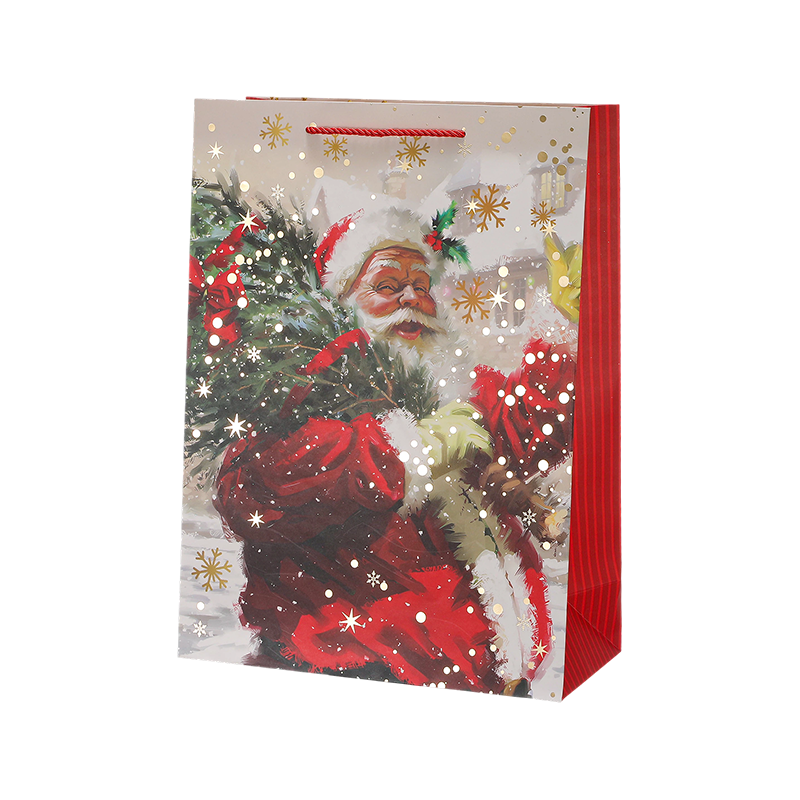 Sac cadeau en papier kraft imprimé de Noël décoratif saisonnier