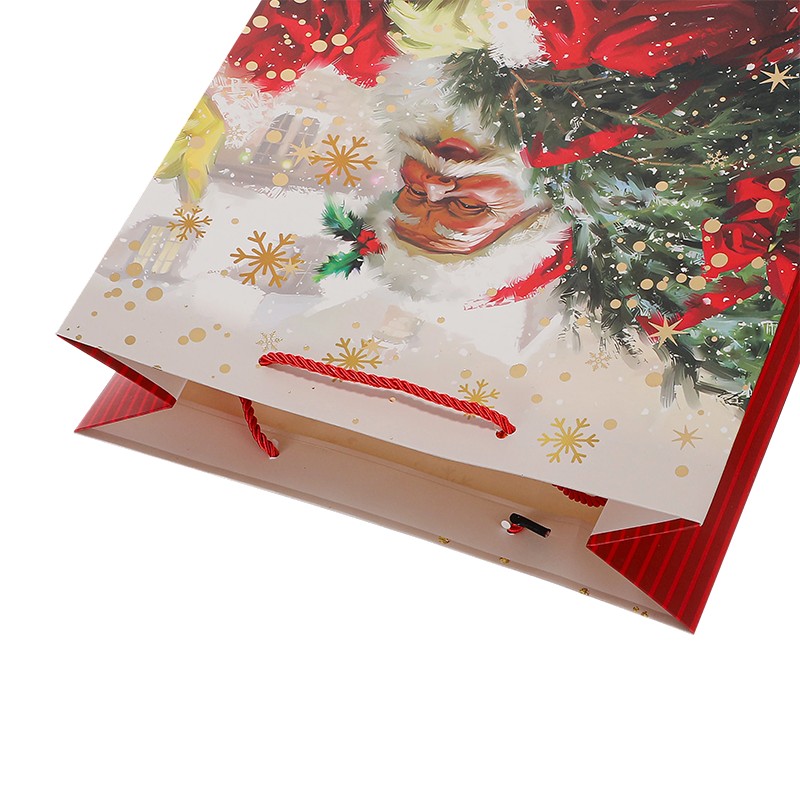 Sac cadeau en papier kraft imprimé de Noël décoratif saisonnier